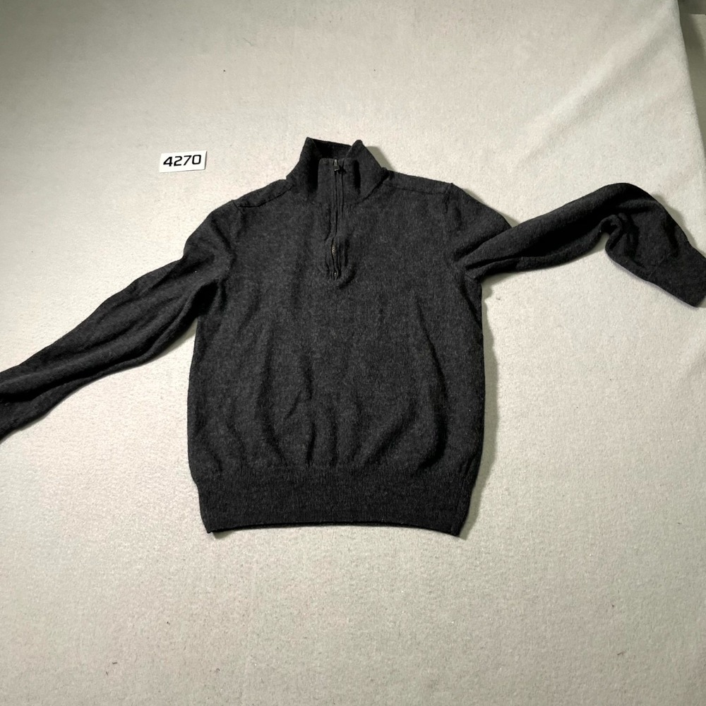 Gap Sweater Mens Medium Gray Extra Fine Merino Wool Mock Neck Quarter Zip Casual